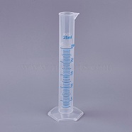 Plastic Measuring Cylinder Tools, Clear, 14.8cm, Bace: 5.2x4.6cm, Bottle Diameter: 1.9cm, Capacity: 25ml(TOOL-WH0110-01B)