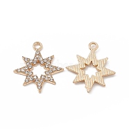 Alloy Crystal Rhinestone Pendants, Star Charms, Light Gold, 23x20x2mm, Hole: 2mm(FIND-C019-53KCG)
