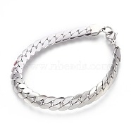 304 Stainless Steel Curb Chain Bracelets, with Lobster Claw Clasps, Stainless Steel Color, 8-1/8 inch(20.7cm), 8.5x2mm(BJEW-L636-02C-P)