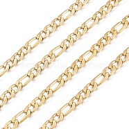304 Stainless Steel Figaro Chains, Unwelded, Golden, 7~10x4.5x1.2mm(STAS-M032-45G-1.2mm)