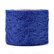 Sparkle Lace Fabric Ribbons, with Glitter Powder, for Wedding Party Decoration, Skirts Decoration Making, Royal Blue, 2 inches(5cm); 10 yards/roll(OCOR-K004-C03)