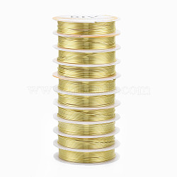 Round Copper Jewelry Wire, Long-Lasting Plated, Golden, 20 Gauge, 0.8mm, about 9.84 Feet(3m)/roll(CWIR-Q006-0.8mm-G)