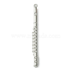 Alloy Pendants, flute, Platinum, 60x5x3.5mm, Hole: 1.8mm(FIND-R146-16)