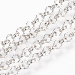 Iron Rolo Chain, Unwelded, with Spool, Cadmium Free & Nickel Free & Lead Free, Platinum, 4x1mm, about 164.04 Feet(50m)/roll(CH-S078-P-FF)