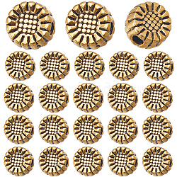 200Pcs Tibetan Style Alloy Beads, Lead Free and Cadmium Free, Sunflower, Antique Golden, 5.5x5.5x3mm, Hole: 1mm(PALLOY-SC0004-20AG)