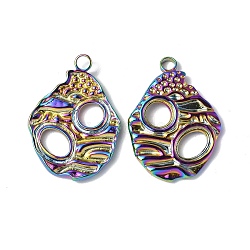Ion Plating(IP) 304 Stainless Steel Pendants, Nugget Charm, Rainbow Color, 25.5x18.5x2.5mm, Hole: 1.8mm(STAS-C066-11M)