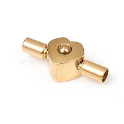 Ion Plating(IP) 304 Stainless Steel European Style Clasps, Long-Lasting Plated, Heart, Golden, 22.5x9x8.5mm, Hole: 3mm(STAS-G234-04G)