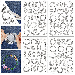 4 Sheets 11.6x8.2 Inch Stick and Stitch Embroidery Patterns, Non-woven Fabrics Water Soluble Embroidery Stabilizers, Flower, 297x210mmm(DIY-WH0455-001)
