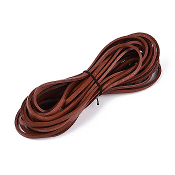 Cowhide Leather Cord, Leather Jewelry Cord, Jewelry DIY Making Cord, Flat, Coconut Brown, 3x2mm, about 5.47 Yards(5m)/Bundle