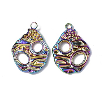 Ion Plating(IP) 304 Stainless Steel Pendants, Nugget Charm, Rainbow Color, 25.5x18.5x2.5mm, Hole: 1.8mm