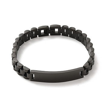 304 Stainless Steel Bracelets, Watch Band Men's Bracelets, Mixed Style, Black, 200x10mm