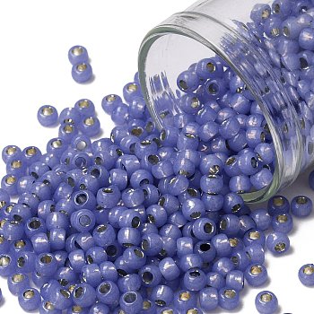 TOHO Round Seed Beads, Japanese Seed Beads, (PF2123) PermaFinish Tanzanite Opal Silver Lined, 8/0, 3mm, Hole: 1mm, about 1111pcs/50g