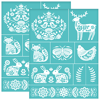 Self-Adhesive Silk Screen Printing Stencil, for Painting on Wood, DIY Decoration T-Shirt Fabric, Turquoise, Other Animal, 280x220mm