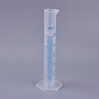 Plastic Measuring Cylinder Tools, Clear, 14.8cm, Bace: 5.2x4.6cm, Bottle Diameter: 1.9cm, Capacity: 25ml