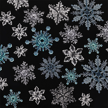 DIY Christmas Snowflake Jewelry Making Finding Kit, Including 45Pcs 9 Style Acrylic Connector Charms & Big Pendants, Sky Blue, 28.5~77.5x25~71x2~9.5mm, Hole: 1.6~2mm, 5Pcs/style