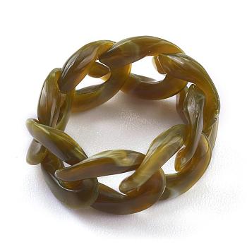 Cellulose Acetate(Resin) Finger Rings, Curb Chains, Olive, US Size 9 1/4, Inner Diameter: 19mm