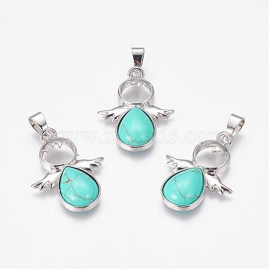 Platinum Angel & Fairy Synthetic Turquoise Pendants