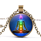 Chakra Theme Yoga Human Glass Pendant Necklace(CHAK-PW0001-022B)-1