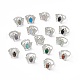 Gemstone Butterfly Adjustable Ring(RJEW-H133-02)-1
