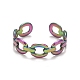 Ионное покрытие цвета радуги (ip) 304 овальное кольцо из нержавеющей стали с открытой манжетой для женщин(RJEW-A005-33MC)-1