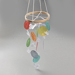 Dyed Natural Shell Slices Wind Chimes, with ABS Plastic Butterfly, Blessing Hanging Pendant, for Garden Patio Balcony Decoration, Colorful, 640mm(HJEW-WH20010-13D)