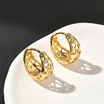 Hollow Triangle Brass Micro Pave Clear Cubic Zirconia Hoop Earrings, Rack Plating, Long-Lasting Plated, Cadmium Free & Lead Free, Real 18K Gold Plated, 16x17.5x9mm(EJEW-G452-04G)