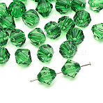 Transparent Acrylic Beads, Bicone, Faceted, Green, 10mm, Hole: 2mm, about 46pcs/set(PW-WG7EA4D-09)
