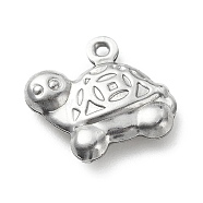 304 Stainless Steel Pendants, Tortoise Charms, Stainless Steel Color, 12.1x13.6x3.3mm, Hole: 1mm(STAS-D243-11)