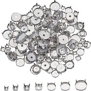 Stainless Steel Sew on Prong Settings, Claw Settings for Pointed Back Rhinestone, Flat Round, Stainless Steel Color, Tray: 8~18mm, 6.9~19x5.4~8.3mm, 350pcs/box(STAS-UN0008-48P)