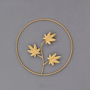 Iron Art Wall Hanging Decorations, Ring with Maple Leaf, Golden, 9-1/2 inch(24cm)(DIY-WH0214-34)