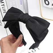 Cloth Bowknot Hair Bands for Women Girls, Black, 170mm(PW-WG05148-01)