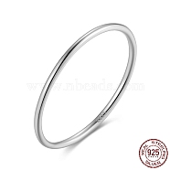 Rhodium Plated 925 Sterling Silver Thin Finger Rings, Stackable Plain Band Ring for Women, with S925 Stamp, for Mother's Day, Real Platinum Plated, 1mm, US Size 5 3/4(16.3mm)(RJEW-C064-03B-P)