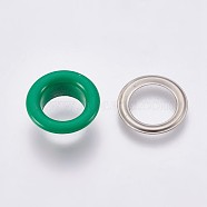 Iron Grommet Eyelet Findings, for Bag Making, Flat Round, Platinum, Light Sea Green, Eyelet: 13.5x5mm, Inner Diameter: 8mm, Pad: 13x0.5mm(IFIN-WH0023-B06)