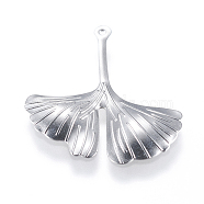 316 Surgical Stainless Steel Pendants, Leaf, Stainless Steel Color, 29x25.5x2mm, Hole: 0.5mm(STAS-F147-01P)