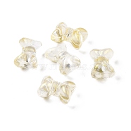 Transparent Spray Painted Glass Beads, Bowknot, Champagne Yellow, 10x14x8mm, Hole: 1mm(GLAA-I050-11L)