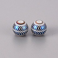 Electroplate Glass Beads, Round with Wave Pattern, Blue Plated, 10mm, Hole: 1.2mm(EGLA-Q123-008F)