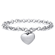 Stainless Steel Bracelets, Urn Ashes, Stainless Steel Color, 8-1/4 inch(21cm)(PW-WG20229-01)