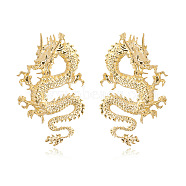 Alloy Dragon Stud Earrings, Gothic Jewelry for Men Women, Golden, 62.2x38mm(DRAG-PW0001-77G)
