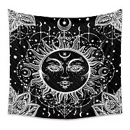 Polyester Tapestry Wall Hanging, Sun and Moon Psychedelic Wall Tapestry with Art Chakra Home Decorations for Bedroom Dorm Decor, Rectangle, Black, 1300x1500mm(PW23040406593)