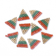 Handmade Japanese Seed Beads, with Nylon Wire, Loom Pattern, Triangle, Colorful, 12x12.5x2mm(SEED-S025-39)