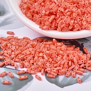 MIYUKI Quarter TILA Beads, Japanese Seed Beads, 2-Hole, (QTL406FR) Matte Opaque Orange AB, 5x1.2x1.9mm, Hole: 0.8mm, about 480pcs/10g(X-SEED-J020-QTL0406FR)
