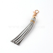 PU Leather Tassel Pendants, with Alloy Findings, Silver, 152x15mm(FIND-WH0075-19D)