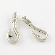 Tibetan Style Zinc Alloy Pendants, Hook, Lead Free & Cadmium Free, Antique Silver, 36x12x4.5mm, Hole: 4mm, about 156pcs/500g(TIBEP-R334-387AS-RS)