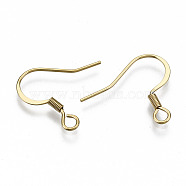 304 Stainless Steel French Earring Hooks, Flat Earring Hooks, Ear Wire, with Horizontal Loop, Cadmium Free & Nickel Free & Lead Free, Golden, 17~19x18.5mm, Hole: 2mm, 21 Gauge, Pin: 0.7mm(STAS-S111-006G-NR)