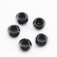 304 Stainless Steel Beads, Round, Electrophoresis Black, 4x3mm, Hole: 2mm(STAS-H394-02B)