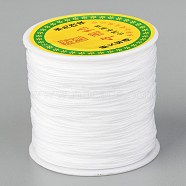 Braided Nylon Thread, Chinese Knotting Cord Beading Cord for Beading Jewelry Making, White, 0.8mm, about 100yards/roll(NWIR-R006-0.8mm-800)