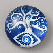 Glass Cabochons, Half Round/Dome with Evil Eye, Colorful, 12x4mm(GLAA-TAC0024-03J)