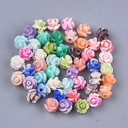 Synthetic Coral Beads, Dyed, Flower, Mixed Color, 6~7x6~7mm, Hole: 1.2mm(X-CORA-S027-30)
