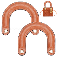 PU Leather Travel Bag Handles, with Iron Grommets, for Bag Replacement Accessories, Sandy Brown, 11.3x12x0.6cm, Hole: 8mm(FIND-WH0111-206A)