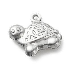 Non-Tarnish 304 Stainless Steel Pendants, Tortoise Charms, Stainless Steel Color, 12.1x13.6x3.3mm, Hole: 1mm(STAS-D243-11)